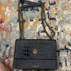 Kurt Geiger Black Croc-Embossed Crossbody Bag